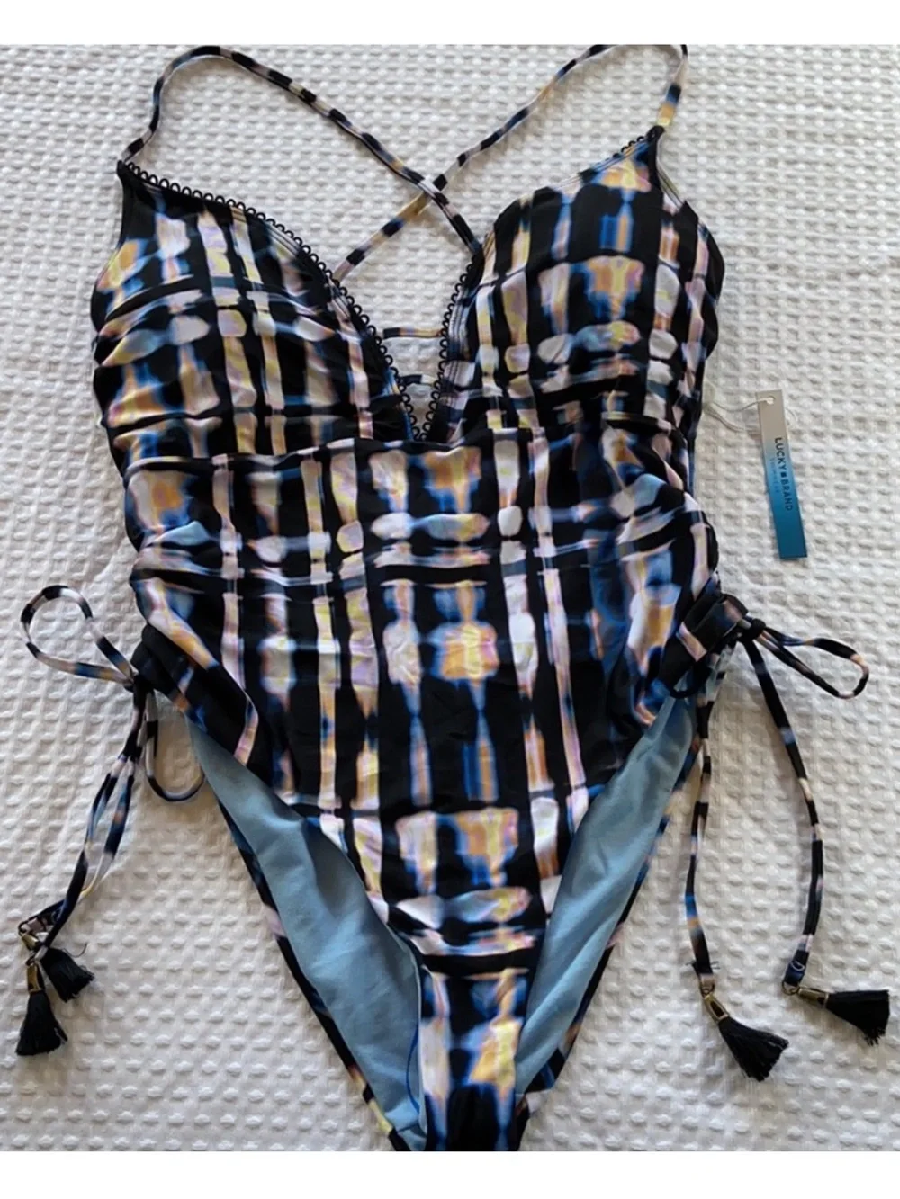 Lucky Brand Solstice Canyon‎ Strappy One-Piece Swimsuit Large New